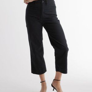 Quince Stretch Cotton Twill Wide-Leg Crop Pant in Black